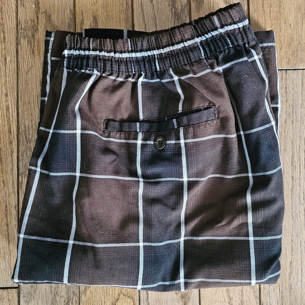Men's Elastic Waist Lightweight Drawstring Casual Plaid Checkered Cargo Shorts
